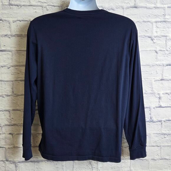 Polo Ralph Lauren Mens Large Navy Blue Long Sleeve T Shirt Red Logo - Picture 3 of 11
